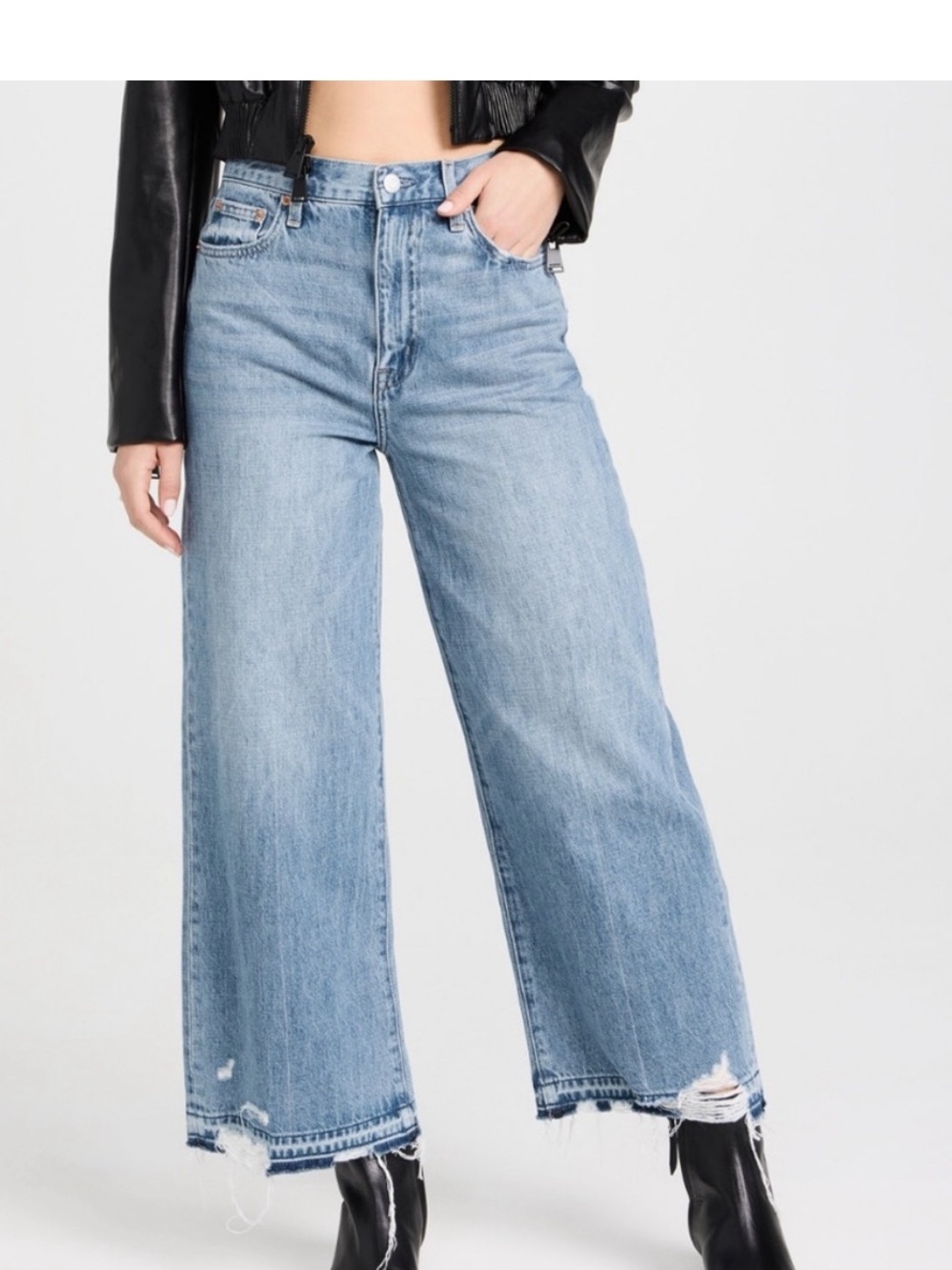 Pistola Loretta High Rise Wide Leg Crop Revaler Vintage Raw Hem